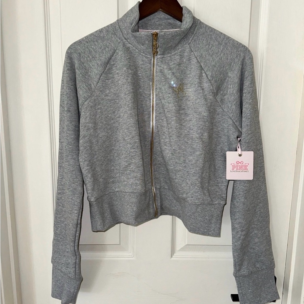 PINK Victoria's Secret by Love Shack Fancy Women's Gray Full-Zip Jacket